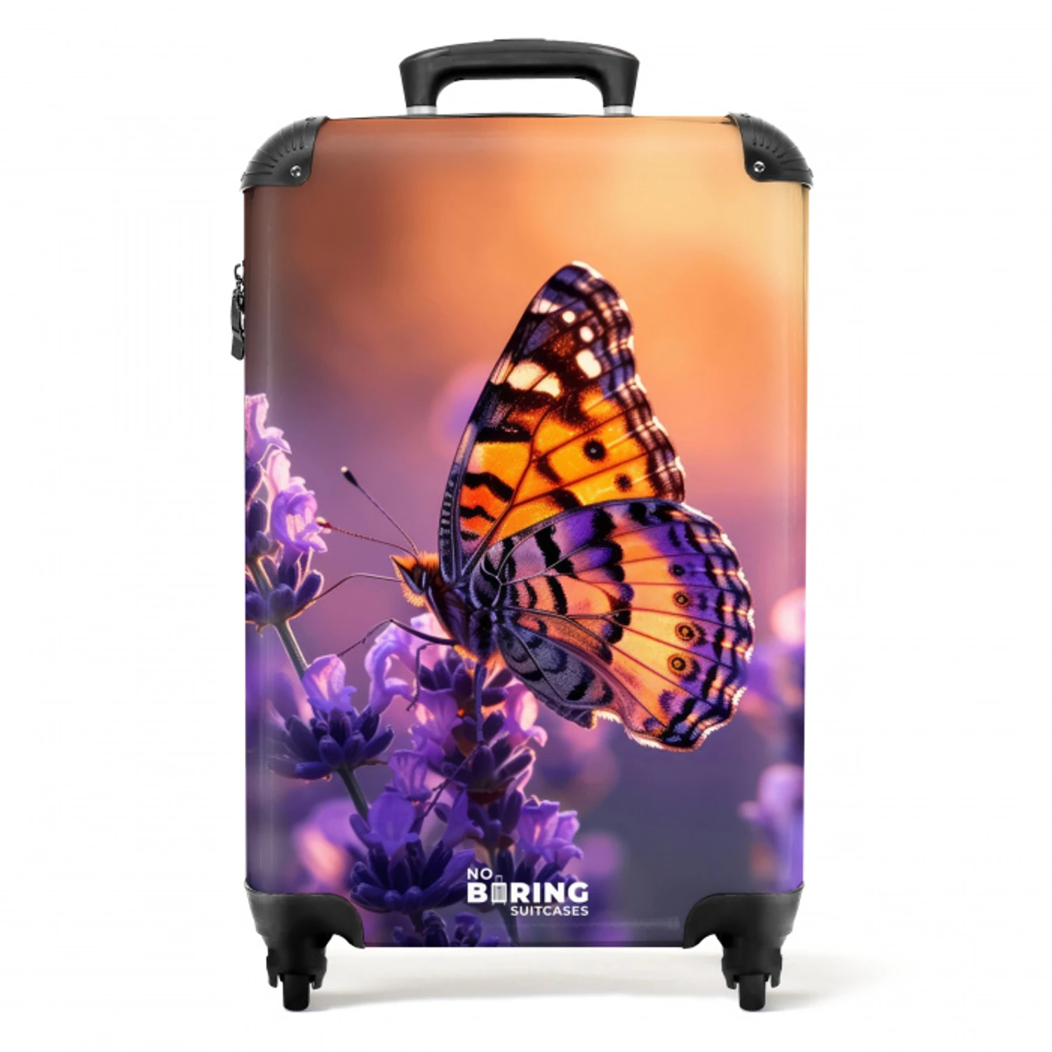 Vlinder op paarse lavendel NBS - Handbagage koffer - Unisex middel -productfoto_recht