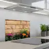 Bloemen - Bakstenen - Kleurrijk keuken achterwand spatscherm klein -3d_schuin