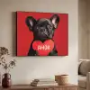 Amor - Hond  - Hartje - Rood Textielframe zwart klein -sfeer3