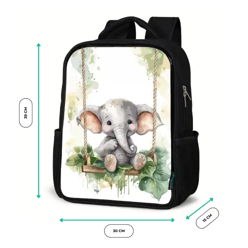 Olifant - Dier - Kinderen - Jungle Rugzak - Zwart middel -productfoto_formaten