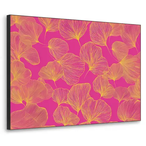 Bladeren - Nerven - Grafisch - Roze Textielframe zwart klein -3d
