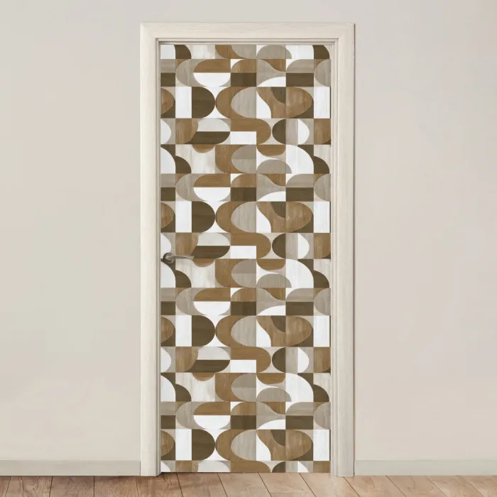Abstract - Retro - Bruin deurposter klein 289 -3d_beige