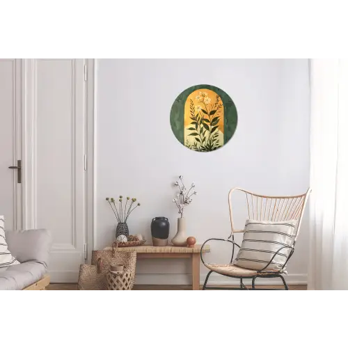 Plant - Bloemen - Wit Wandcirkel aluminium klein -woonkamer