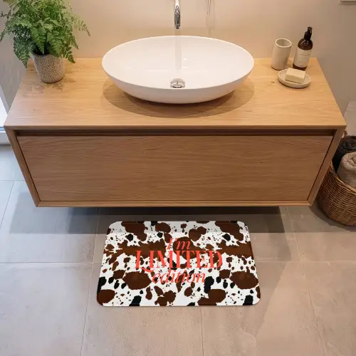 Koeienprint - Limited edition - Rood Badmat klein -sfeer1