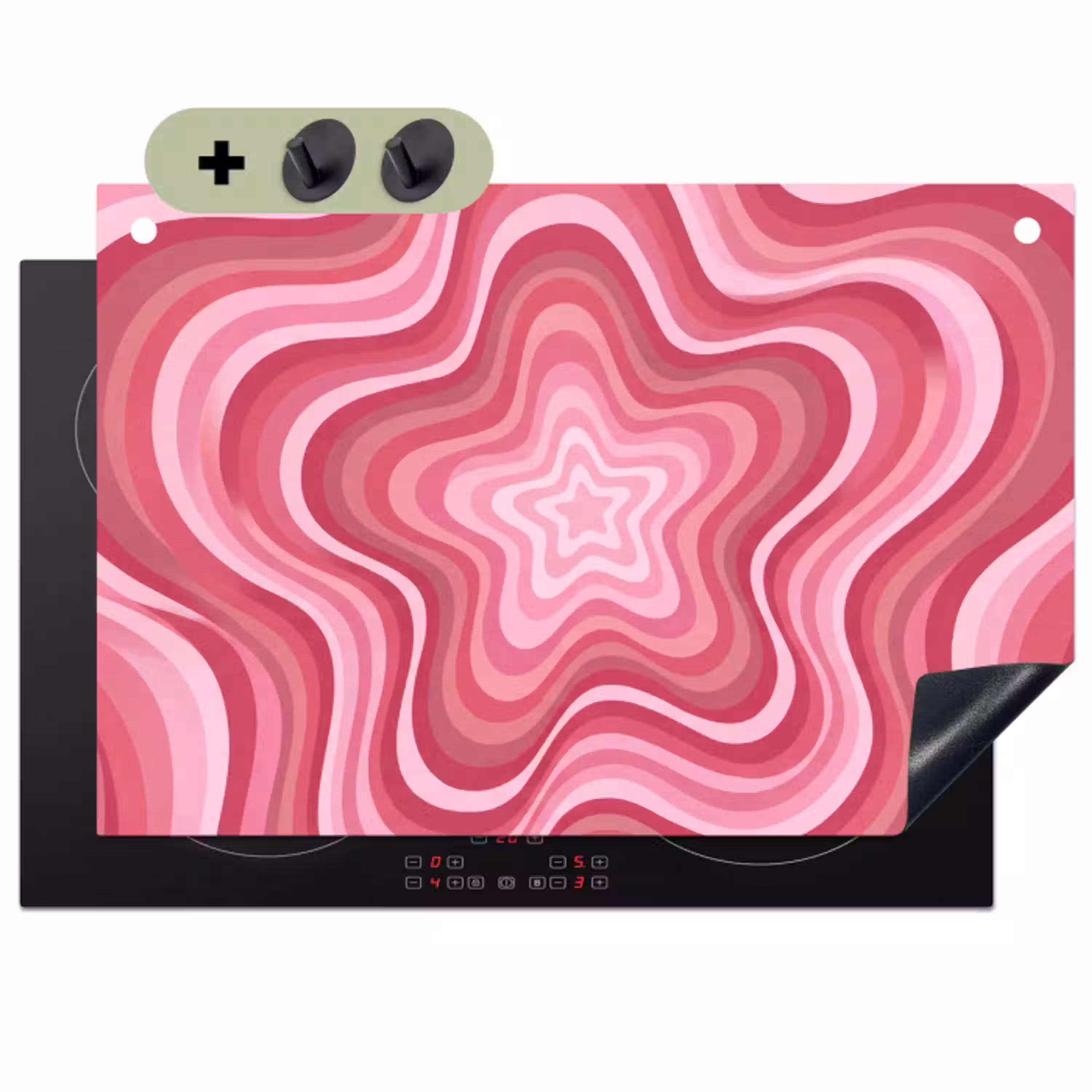 Ster - Golvend - Abstract - Roze Inductie beschemer met haakjes klein -3d