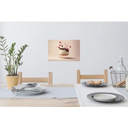 Cheesecake - Eten - Roze - Taart Muursticker klein -eettafel