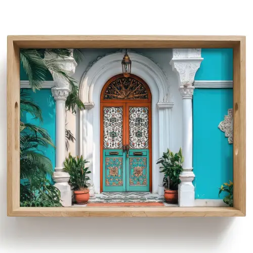 Zuilen - Sierlijke - Deur - Blauw Dienblad Rechthoek middel -z3d_shopping