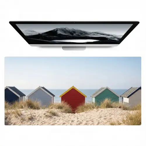 Strand - Huisjes - Kleurrijk - Duinen Muismat XXL klein -zzz3d