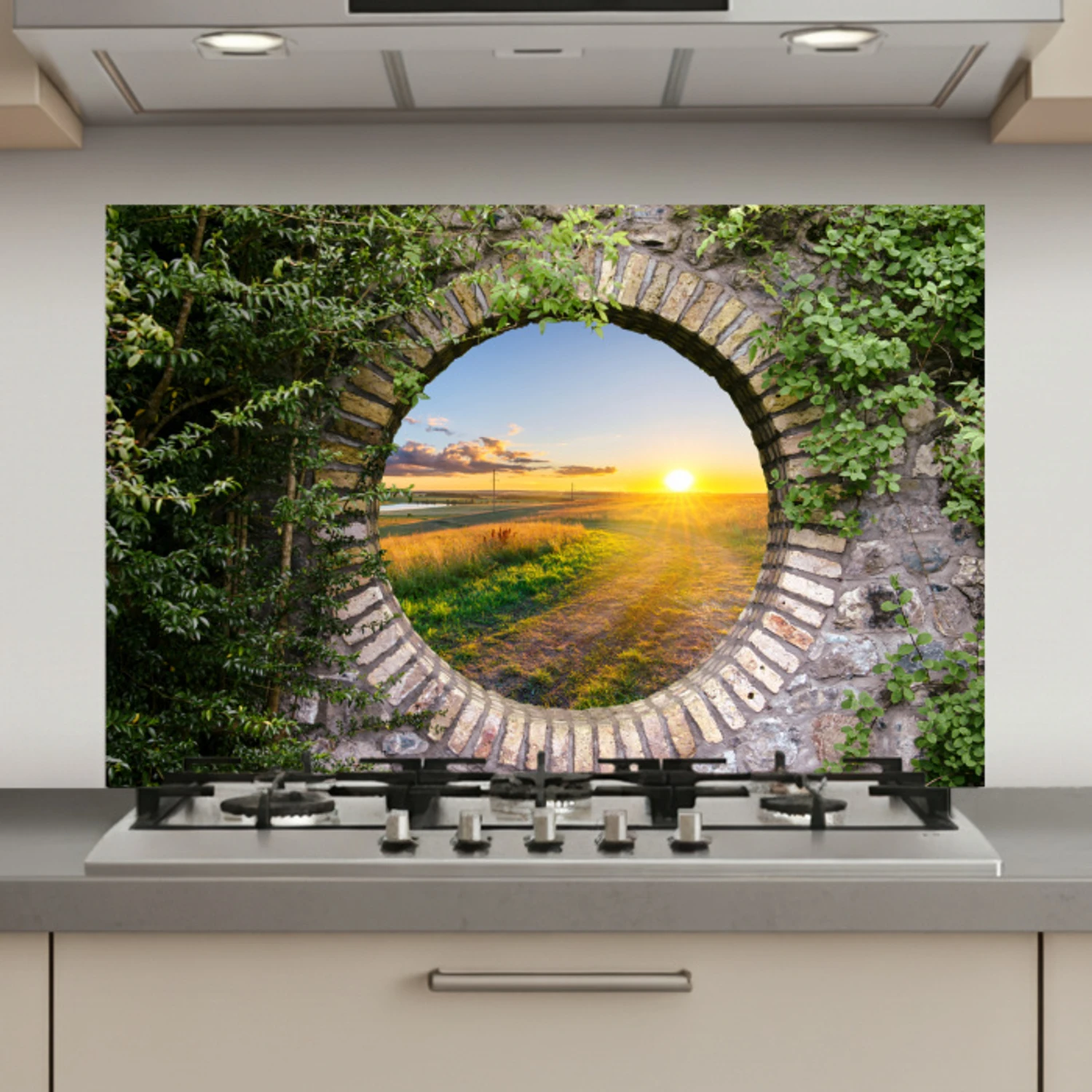 Platteland - Doorkijk - Zon keuken achterwand spatscherm klein -3d_website