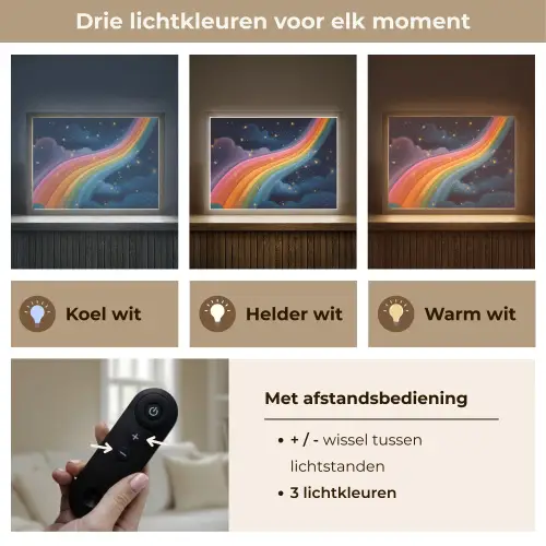 Regenboog - Sterrenhemel - Kleurrijk Light Box met batterij (Wandlamp kind) middel -USP_lichtkleurNL