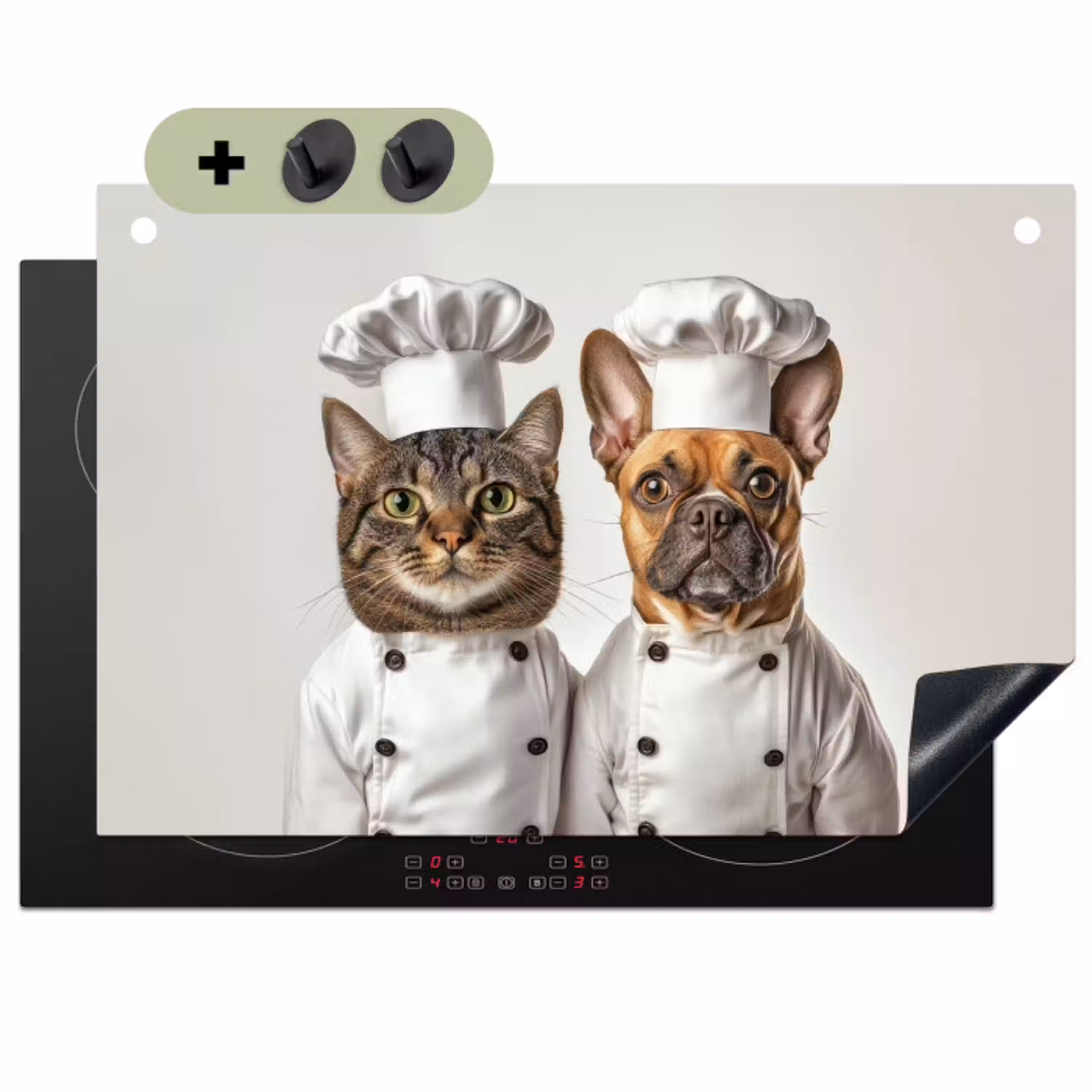 Kat - Hond - Kokskleding Inductie beschemer met haakjes klein -3d