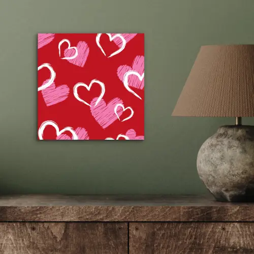 Patroon - Hartjes - Roze - Valentijn aluminium wit klein -sfeer2