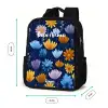 Bloemen op een donkerblauwe achtergrond Rugzak - Zwart middel -productfoto_formaten