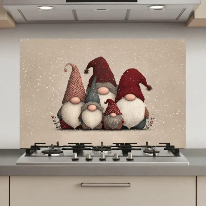 Kabouters - Kerst - Sneeuw - Puntmutsen keuken achterwand spatscherm klein -3d_website