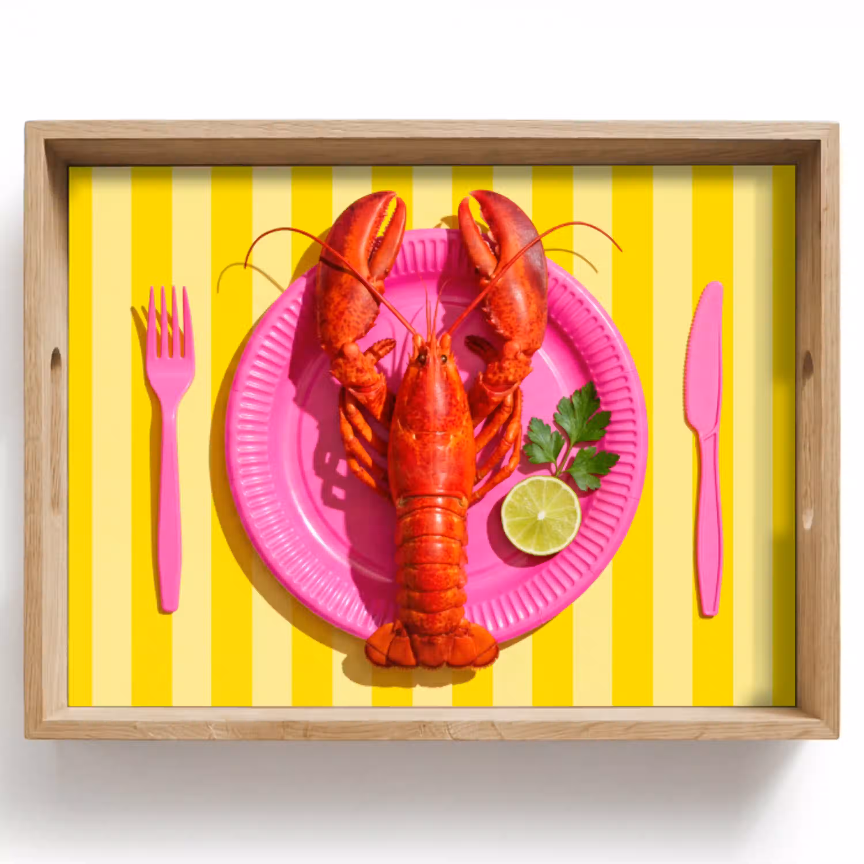 Eten - Roze - Geel - Modern - Culinaire Dienblad Rechthoek middel -z3d_shopping