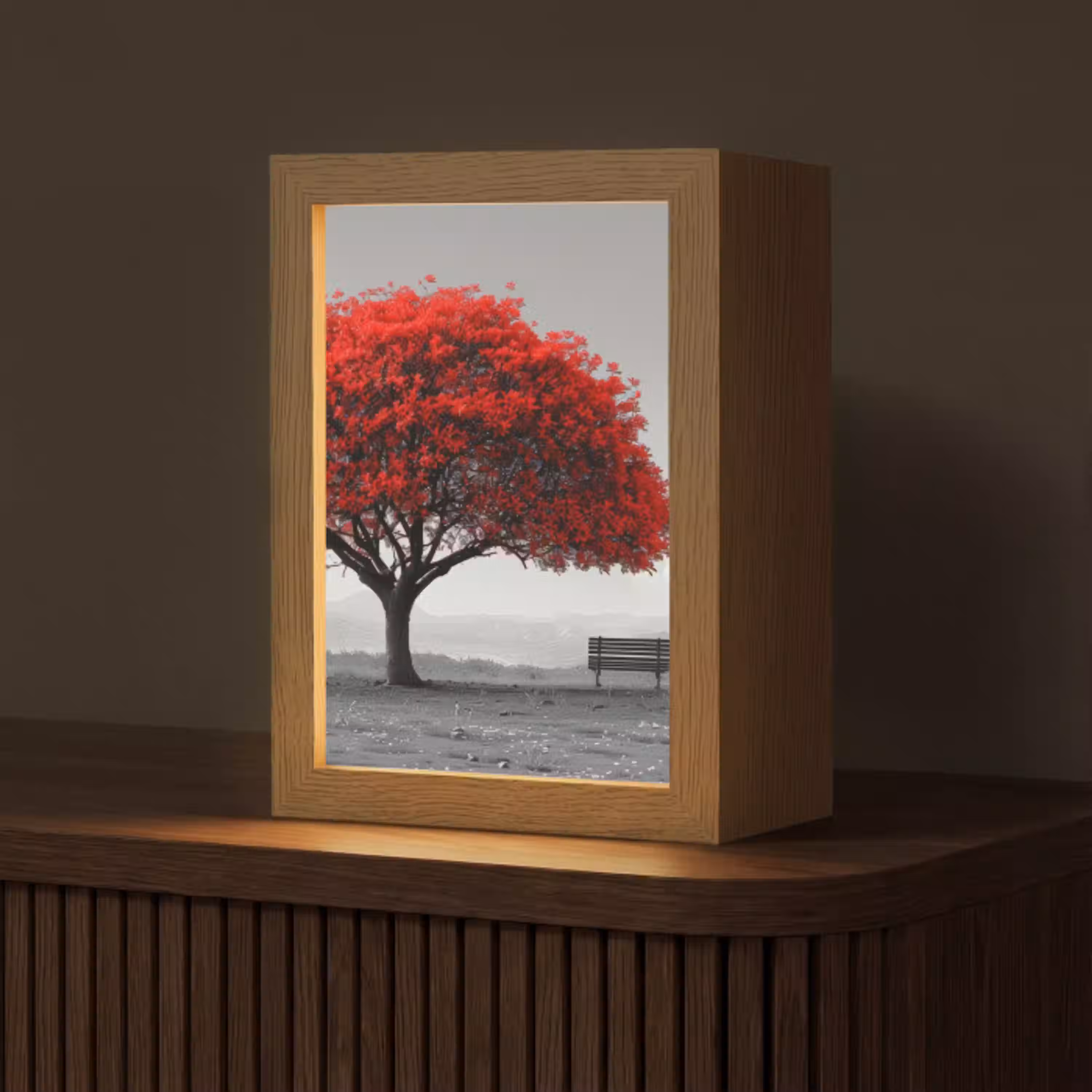 Boom - Rood - Natuur - Zwart wit Light Box met kabel (Tafellamp) klein -z3d_website