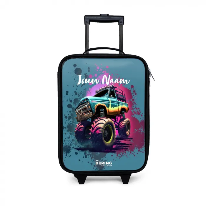 Monster Wheels Kinderkoffer - Zwart klein -3d