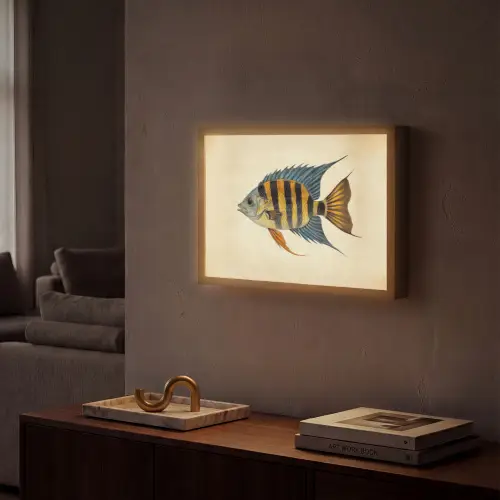 Vis - Tropisch - Strepen - Vinnen Light Box met batterij (Wandlamp) middel -sfeer1