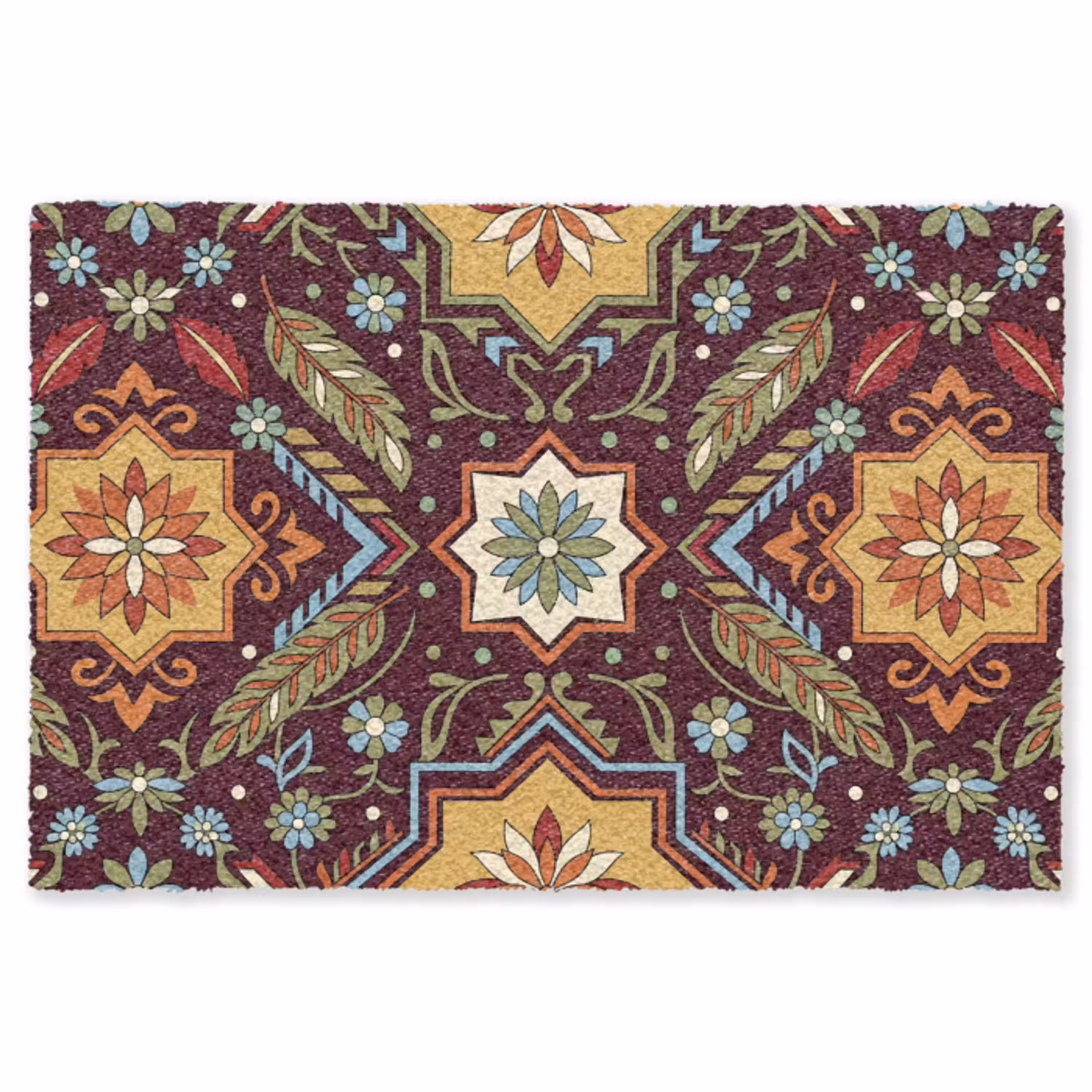 Patroon - Floraal - Geometrisch - Kleurrijk - Decoratie Vloerkleed Rechthoek klein -3d