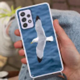 Zeemeeuw - Oceaan - Blauw Hoesje Samsung Galaxy A52 5G met koord klein -sfeer3