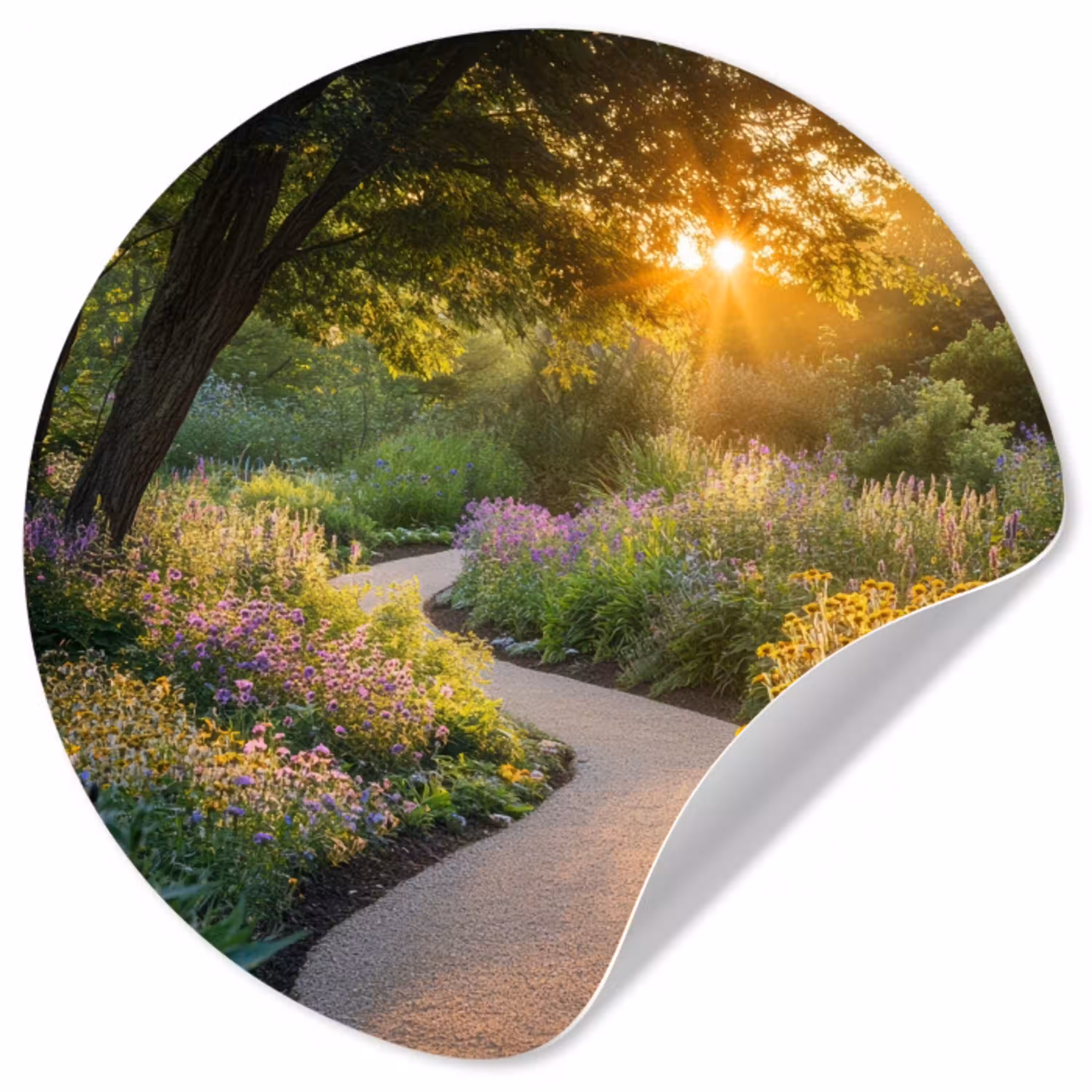 Pad - Bloemen - Park Wandcirkel behangsticker klein -3d