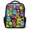 Monsters met Felle Kleuren Rugzak - Zwart middel -3d