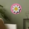 Smiley - Bloem - Roze Akoestische PET Vilt - Rond klein -sfeer2