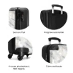 Grijs - Marmer - Gedetailleerd NBS - Handbagage koffer - Volwassenen Unisex middel zzzzzzzbolletjes_FR