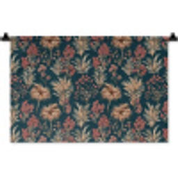 Botanisch - Patroon - Blauw Wandkleed katoen klein 269 -zz3d