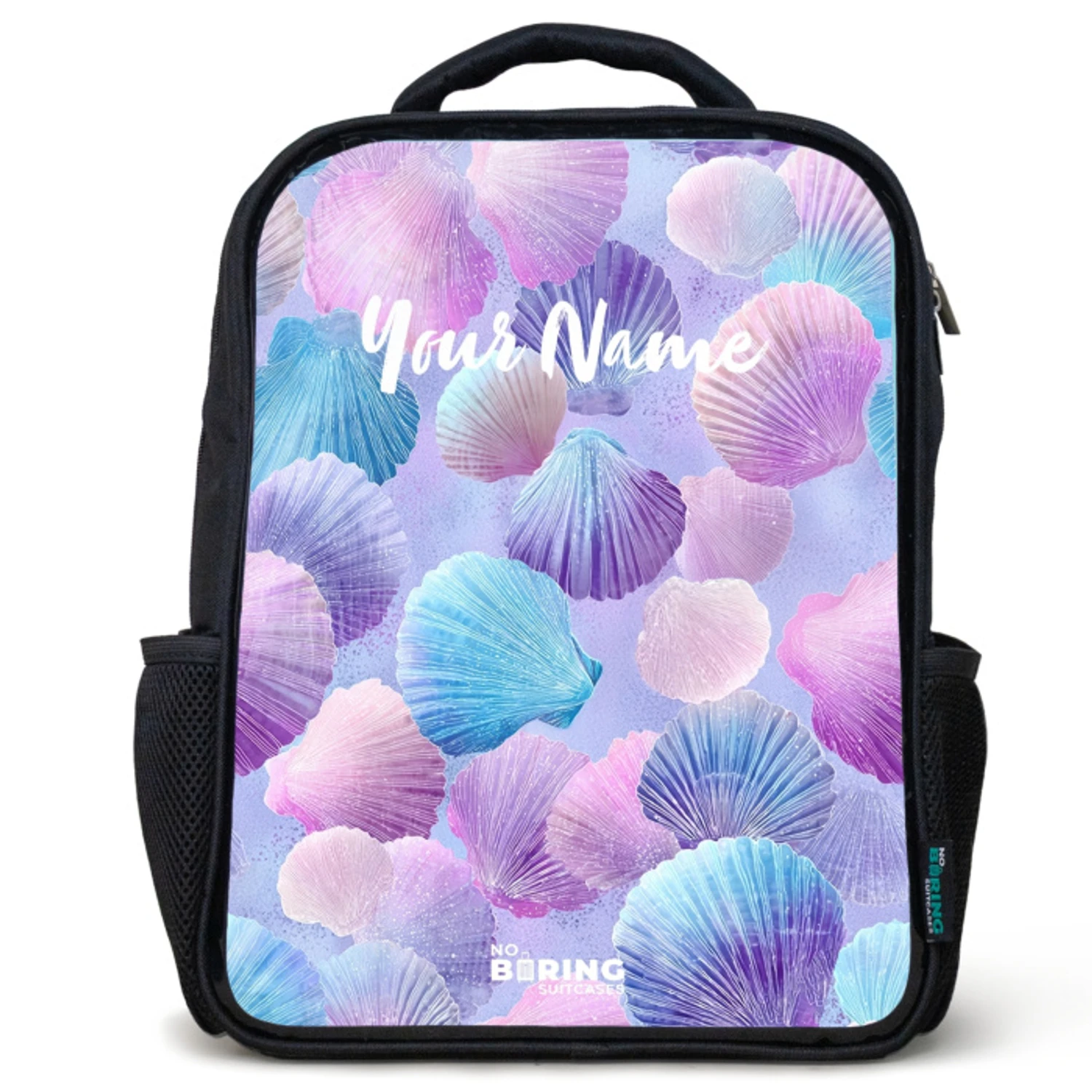 Kids backpack Colored shells on a purple background | Water-resistant ...