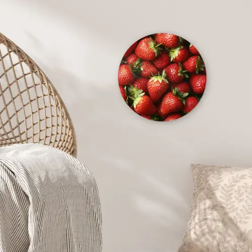 Aardbei - Fruit - Rood Wandcirkel plexiglas klein -sfeer5