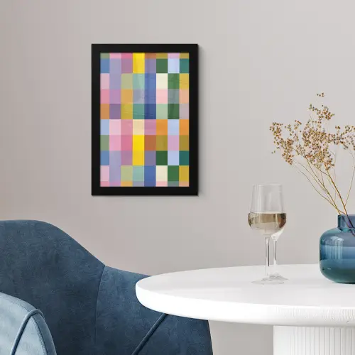Blokken - Vierkant - Patroon - Gekleurd fotolijst zwart zonder passe partout klein -sfeer4