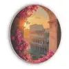 Colosseum - Rome - Roze Bloemen Akoestische PET Vilt - Rond klein -3d