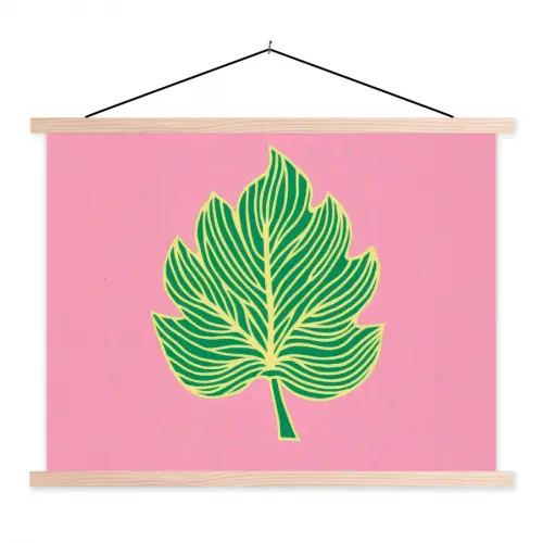 Blad - Groen - Illustratie - Minimalistisch textielposter latten blank klein -3d