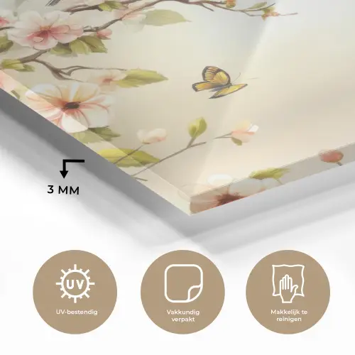 Takken - Bloemen - Vogeltjes - Roze plexiglas 5mm klein -sfeer2