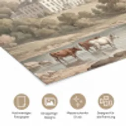 Landhuis - Rivier - Vee poster papier klein -tcloseup_DE