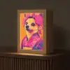 Kimono - Hondje - Bloemenkroon - Oranje Light Box met kabel (Tafellamp) klein -z3d_website