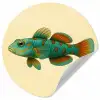 Vis - Blauw - Stippen - Schubben Wandcirkel behangsticker klein -3d