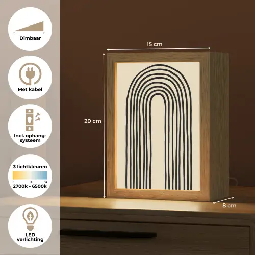 Boogvormen - Zwart - Strak Light Box met kabel (Tafellamp) klein -USP_NL