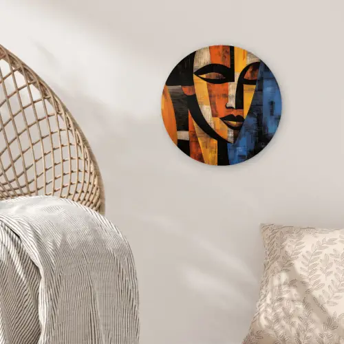 Abstract - Portret - Kleurvakken Wandcirkel kunststof plaat 5mm dik klein -sfeer5