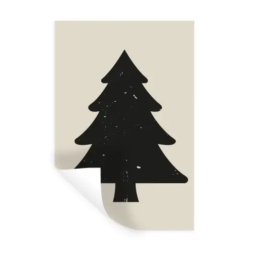 Kerstboom - Zwarte kerstboom - Boom - Japandi Muursticker klein -3d