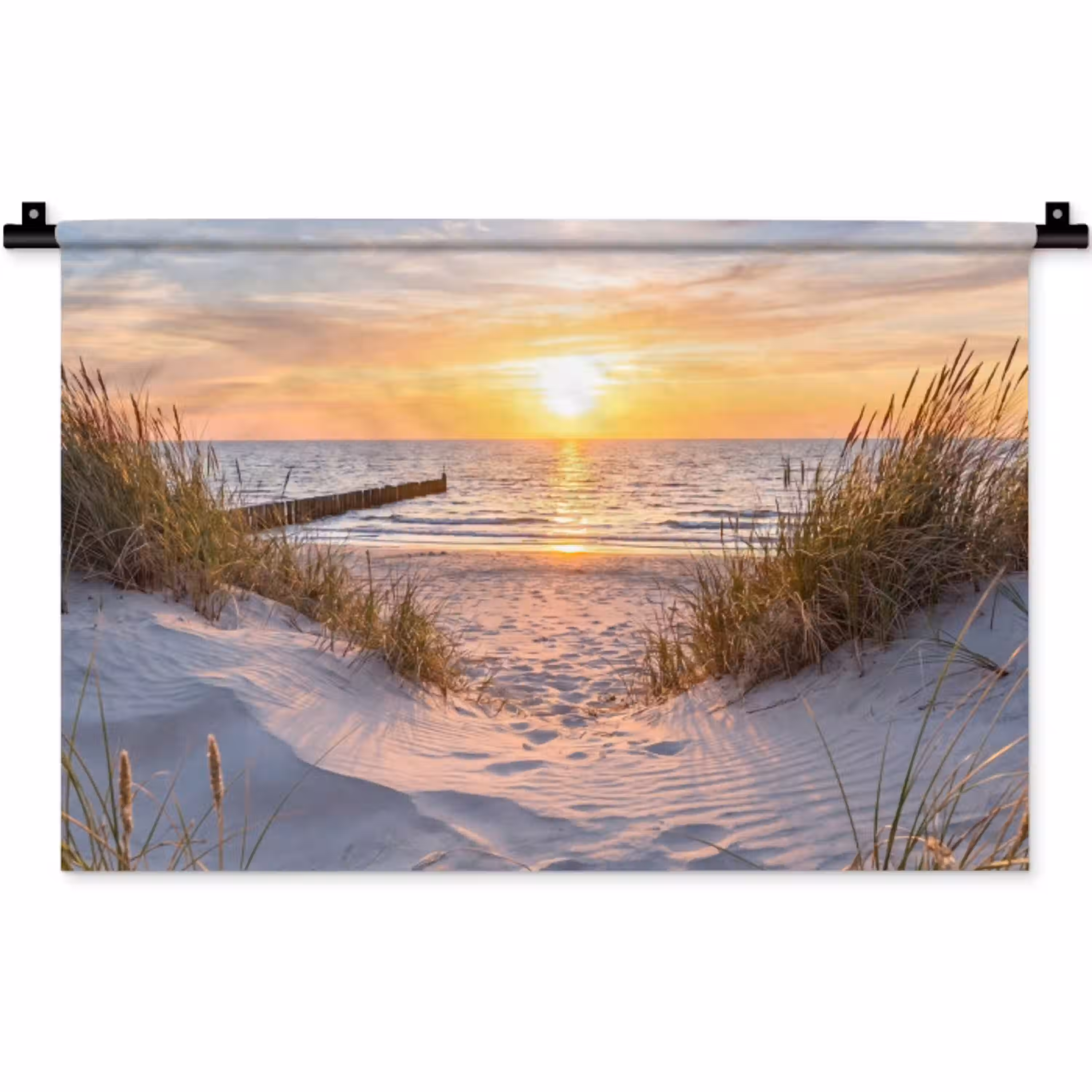 Strand - Zonsondergang - Natuur - Landschap Wandkleed katoen klein -zz3d