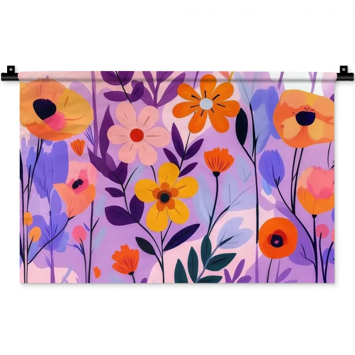 Bloemen - Kleurrijk - Bladeren Wandkleed katoen klein -zz3d