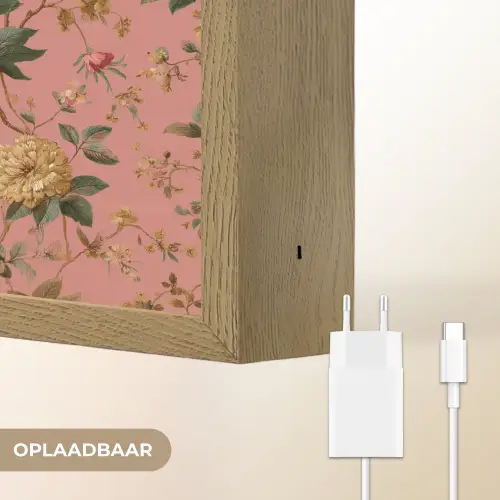 Klassiek - Botanisch - Roze Light Box met batterij (Wandlamp) middel 907 -USP_websiteoplaadbaarNL