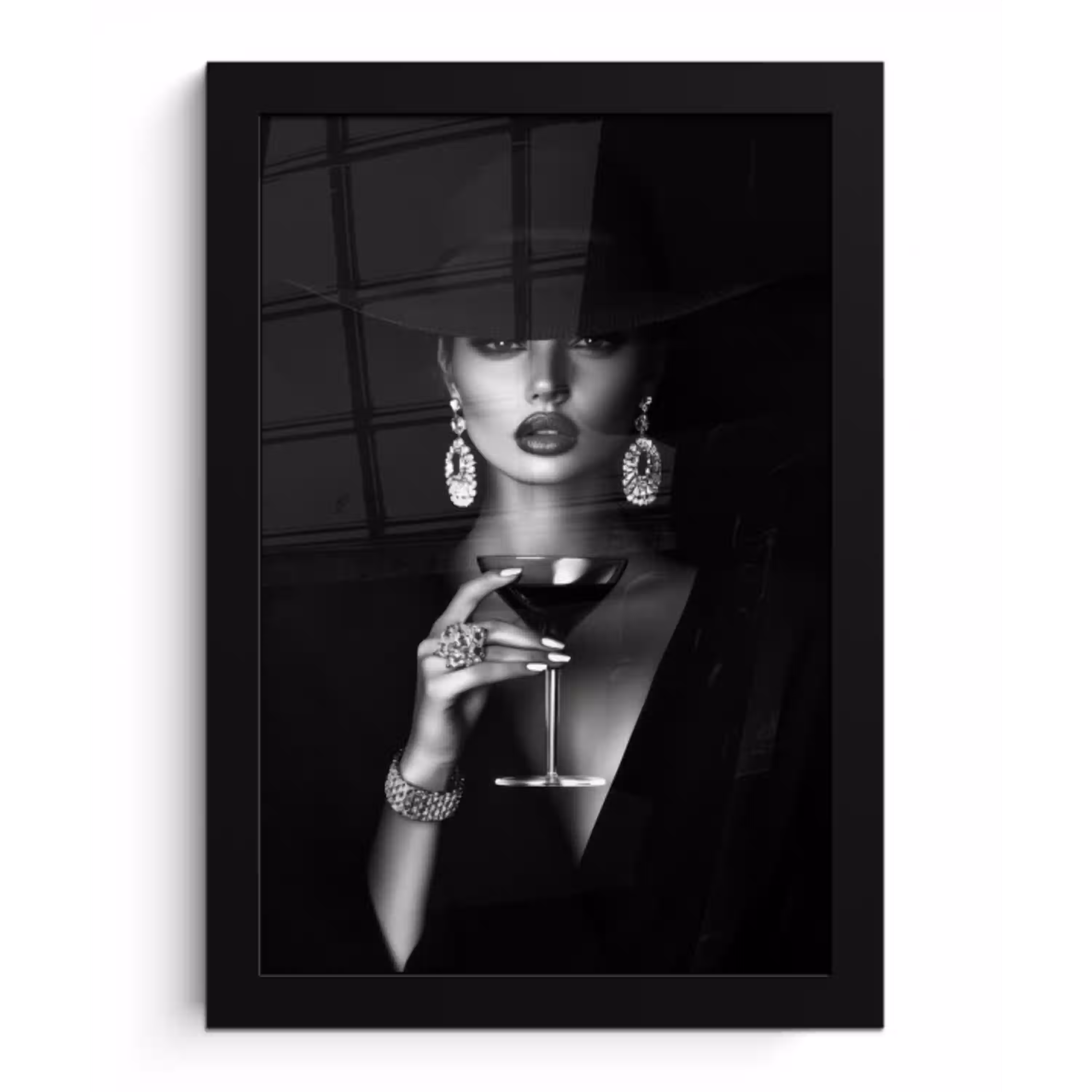 Vrouw - Cocktail - Chic fotolijst zwart zonder passe partout klein -3d