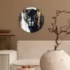 Panter - Zwart - Abstract - Verfstreken Wandcirkel kunststof plaat 5mm dik klein -sfeer1
