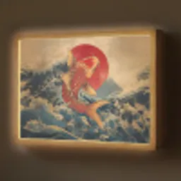 Koi - Zee - Golven - Zon Light Box met batterij (Wandlamp) middel -z3d_website