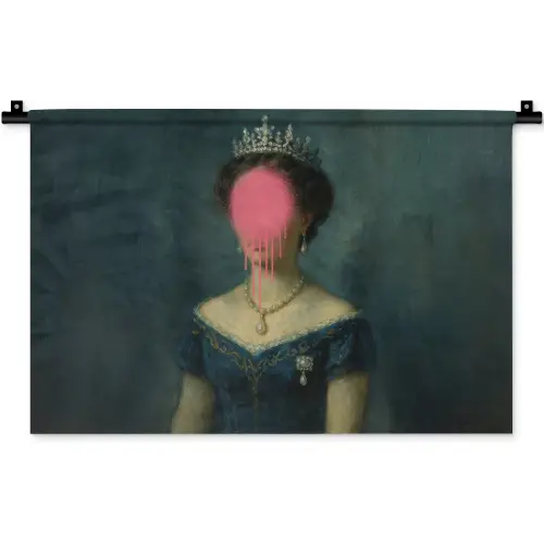 Kroon - Roze druipend verf - Portret Wandkleed katoen klein -zz3d