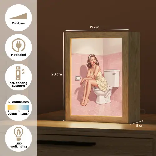 Roze - Retro - Vrouw Light Box met kabel (Tafellamp) klein -USP_NL