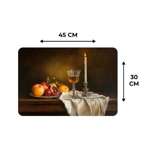 Fruit -  Stilleven - Wijn - Kaars Placemat vinyl groot -specs